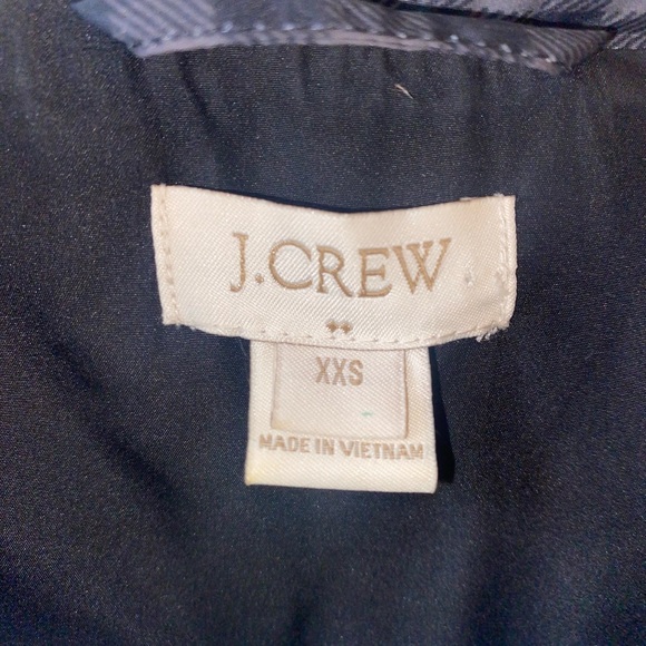 WOMEN’S J.CREW FULL ZIP CHECKERED PLAID DOWN PUFFER BLACK JACKET/VEST SIZE XXS - Picture 4 of 6